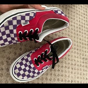 Pink n purple checkered vans w box